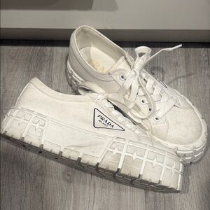 Prada White Chunky Platform Sneakers